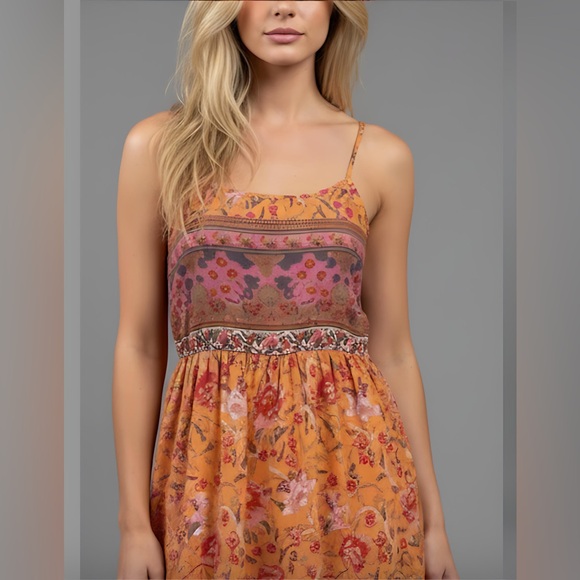 Boho Floral Ruffle Hem Cami Dress* - Picture 2 of 11